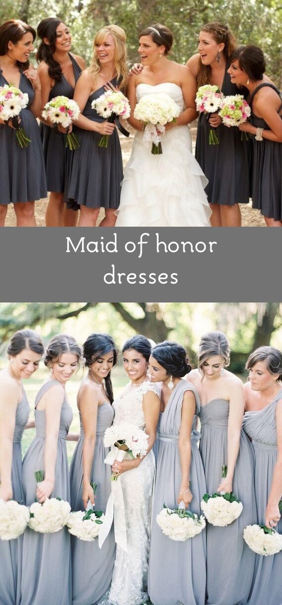 grey maid of honor dresses