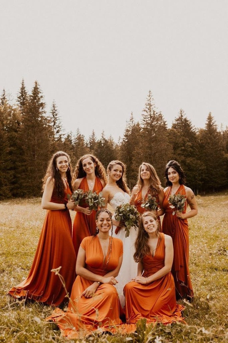 Burnt Orange Bridesmaid Dresses Plus Size Bridesmaid Dress Etsy