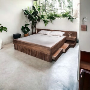 Handcrafted Wood Platform Bed Frame | Walnut | Modern, Timeless Style |  Oana