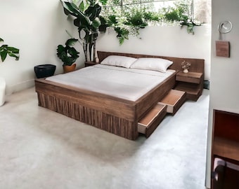 Handcrafted Wood Platform Bed Frame | Walnut | Modern, Timeless Style |  Oana