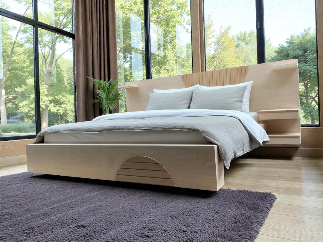 Maple Bed Frame Half Moon Large Maple Bed Frame: Modern Bedroom Decor - Etsy