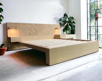 The White Oak Weave / White Interior Aesthetic - Platform  Bed Frame