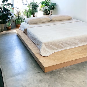 Red Oak Low Platform Bed Frame - Japanese Style - Handmade