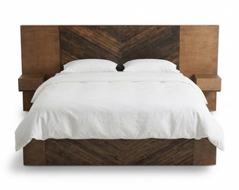 Handmade Wooden Platform Bed Frame: King, Queen, Cal King - Farmhouse Decor