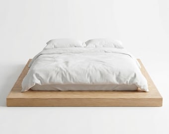 Red Oak Plywood Bed Frame – Japanese Style Floor Platform Bed, Mid Century Modern Furniture