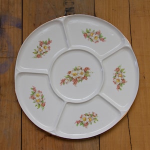 Large divided Plate for appetizers - Snack Dish - Vintage Serving Plate - Tapas Tray