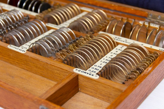 Antique Optometry Box - Vision Measurement Lens Set - Gem