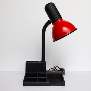 Desk lamp - pencil holder - office or study organizer - vintage 80s - Gooseneck lamp