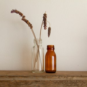 Pair of small laboratory bottles - amber glass - Apothecary