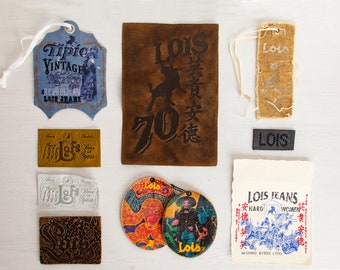 Conjunto de remendos de couro Lois - etiquetas de tecido - etiqueta jeans