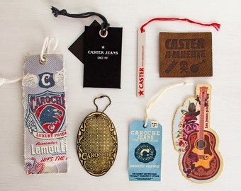 Conjunto de patches - Caroche / Cimarron / Caster tags - Etiqueta vintage