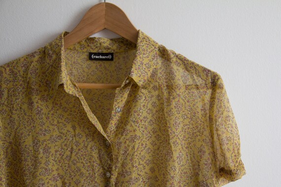 Floral print blouse - 100% silk - chemise vintage