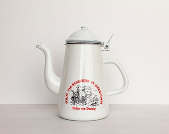 Enameled metal jug - Vintage coffee pot - Teapot - Kettle
