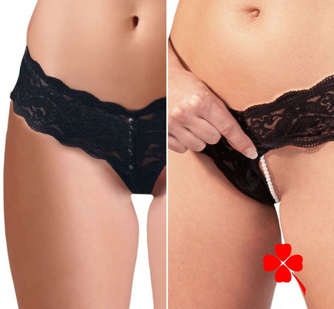 Crotchless Panties For Women Plus Size With Massage Pearl Transparent  Crochet Lace Open Crotch T Back Thong Low Rise Briefs
