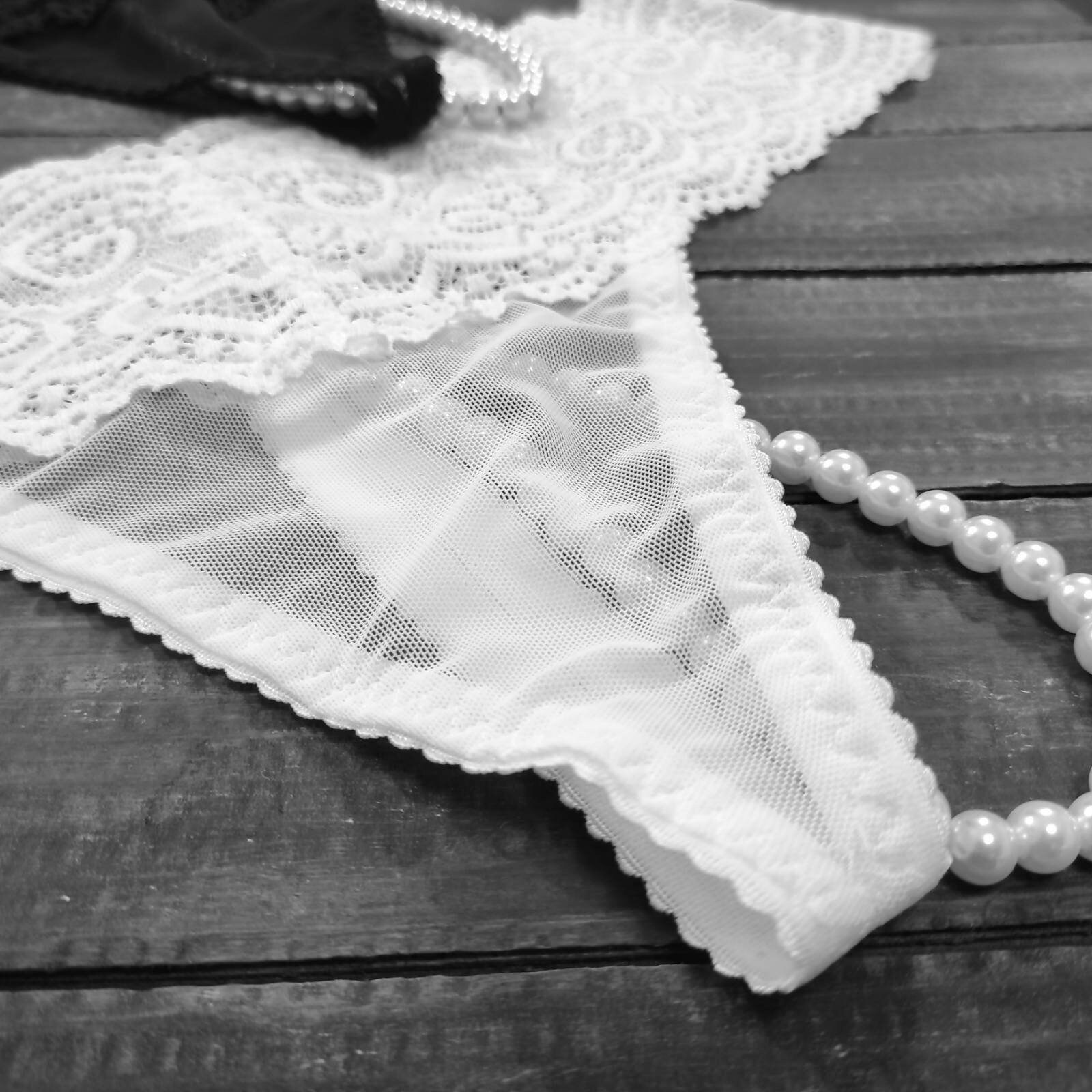 Secret Pearls Crotchless Panties Plus Size G String Lingerie Underwear See Through Thong Panty