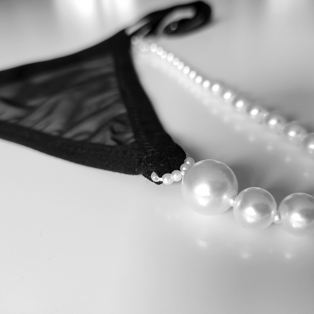 G String Pearls Crotchless Micro Thong See Through Mesh Etsy