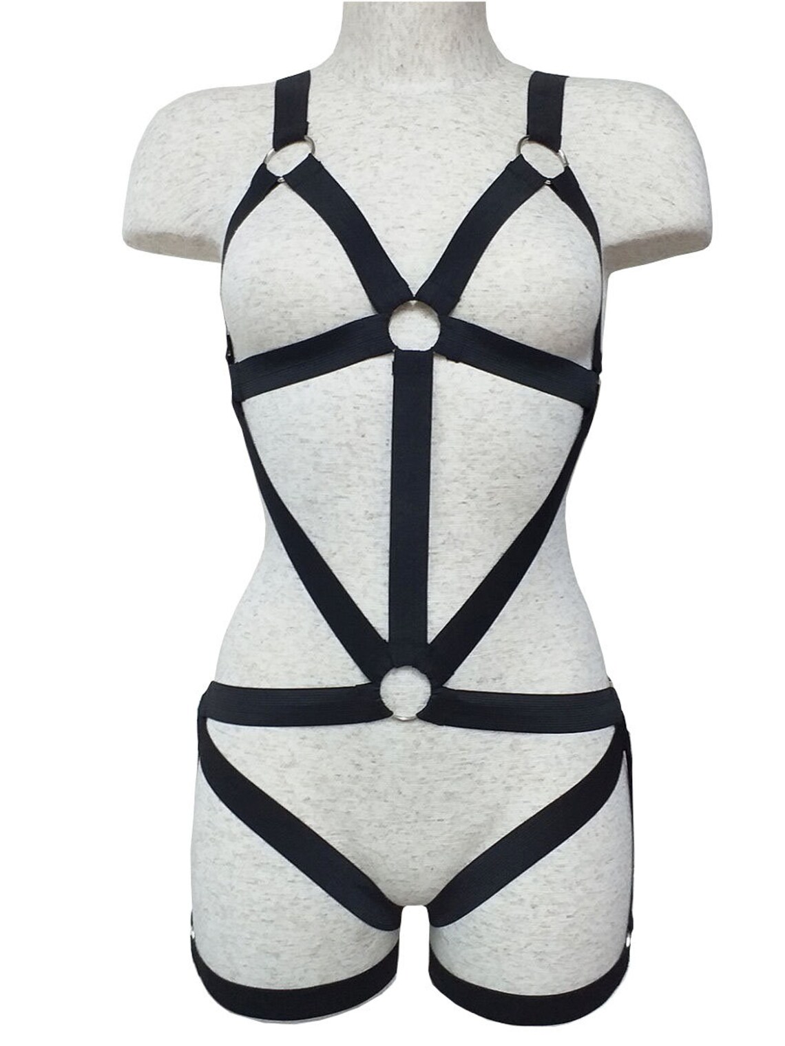 Plus Size Full body harness Elastic garters Techno party dress Etsy