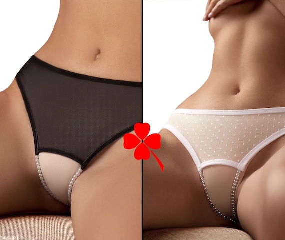 Sexy Cage Panty Wedding Open Crotch Panties Crotchless Pearl Underwear Plus  Size See Through G-string Thong Lingerie Wedding Open Thong 