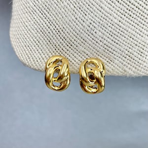 Vintage Napier Gold Tone Chain Link Clip On Earrings