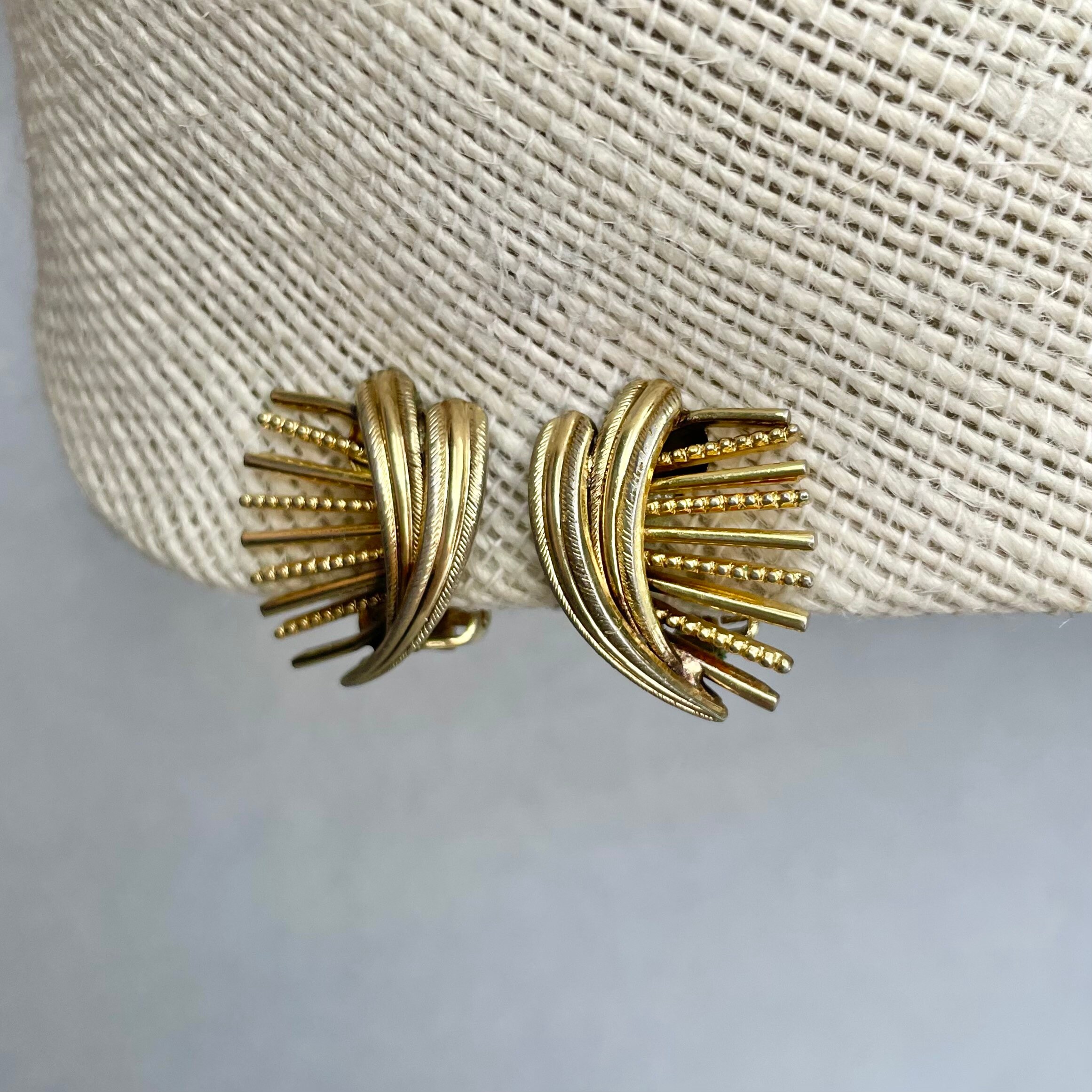 Vintage GROSSE for Dior Earrings: Gold Sunburst Clip-ons