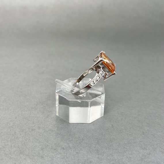 Vintage 925 Sterling Silver Orange Crystal Ring, … - image 4