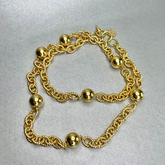 Vintage Anne Klein Round Beads Chain Necklace, Go… - image 2