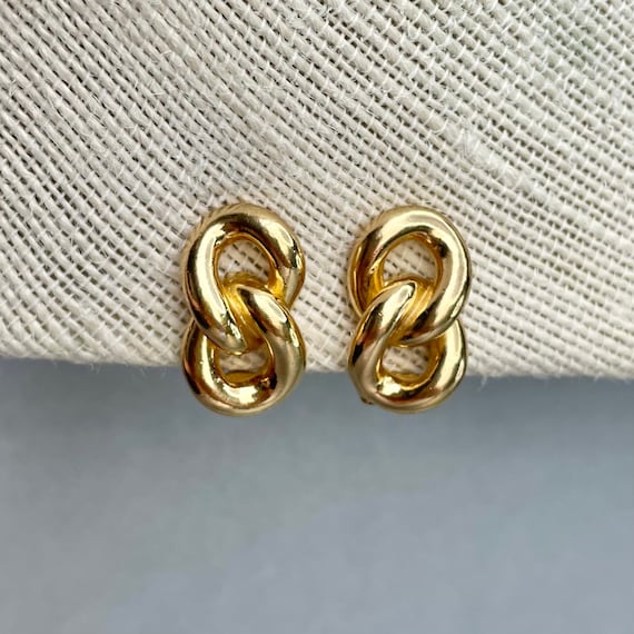 Vintage Christian Dior Twisted Chain Earrings, Go… - image 1