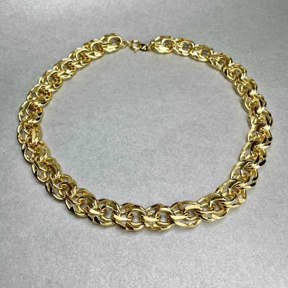 Vintage Trifari TM Wide Chain Necklace, Gold Tone… - image 5