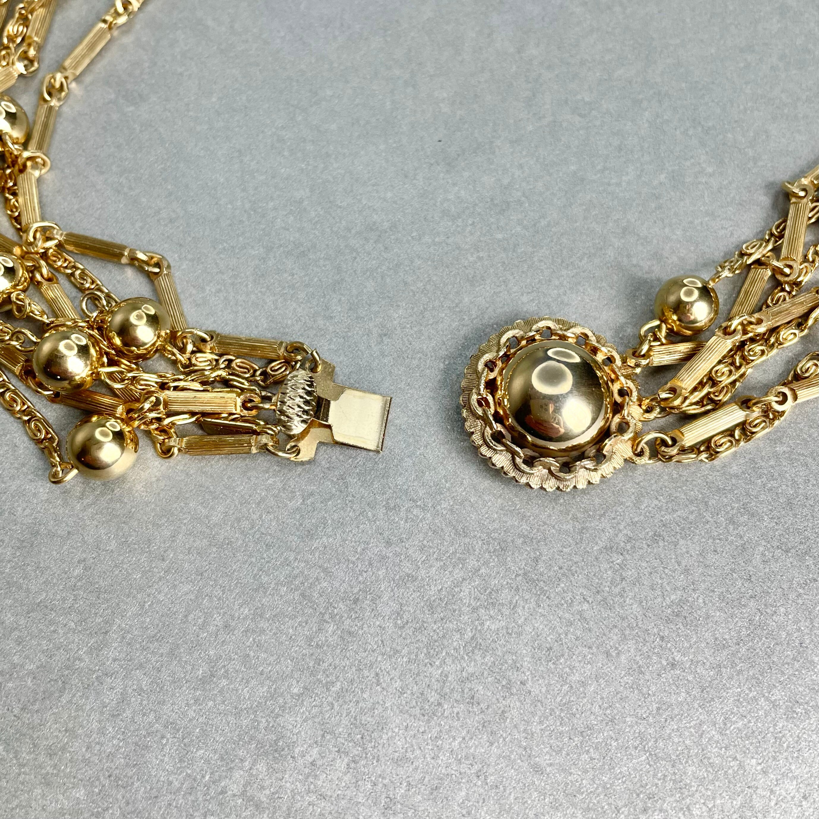 Vintage Kramer of New York Choker: Gold Tone Multi Chain