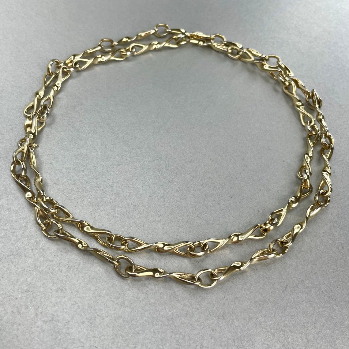 Vintage Christian Dior Chain Necklace Gold Tone Long Twisted Etsy