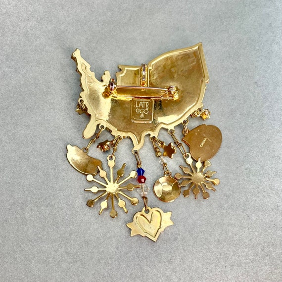 Vintage Lunch at the Ritz American Flag Brooch, G… - image 3