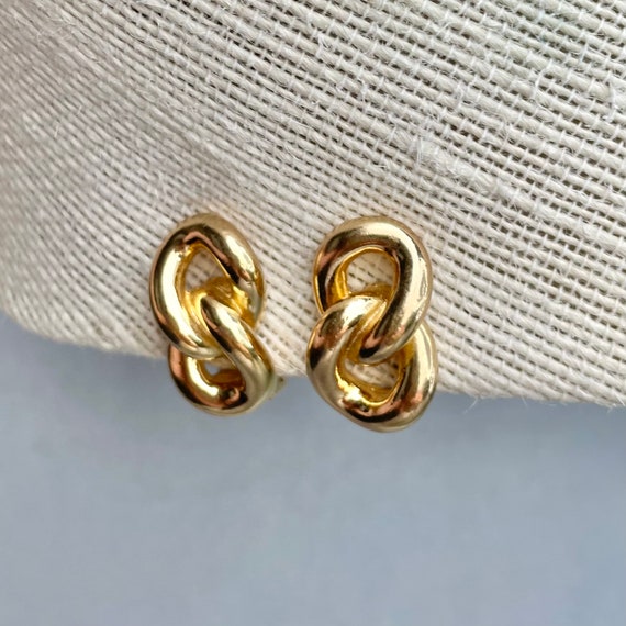 Vintage Christian Dior Twisted Chain Earrings, Go… - image 4