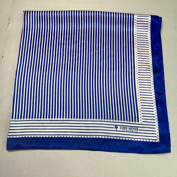 Vintage JOHN MEYER of Norwich Scarf, Blue and Whi… - image 3