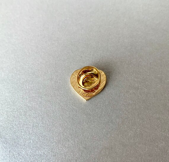 Vintage Avon Heart American Flag Pin, Gold Tone S… - image 3