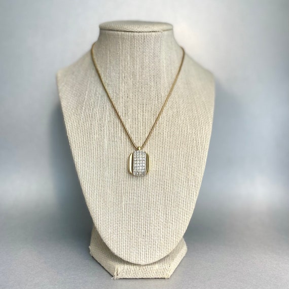 Vintage Givenchy Logo Necklace: Gold Tone Rhinestone … - Gem