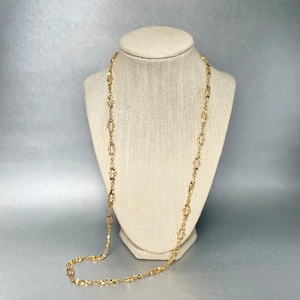 Vintage Trifari TM Chain Necklace, Gold Tone Geometric Links Chain Necklace, Signed Costume Estate Jewelry, Gift for Her.