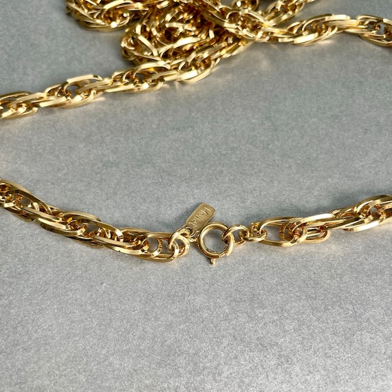 Vintage Monet Extra Long Chain Necklace, Gold Ton… - image 4
