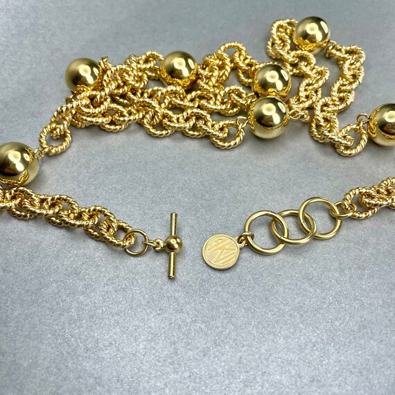 Vintage Anne Klein Round Beads Chain Necklace, Go… - image 3