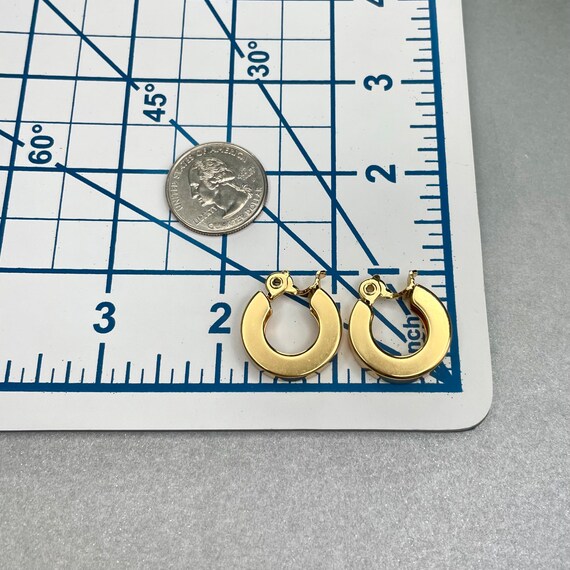 Vintage Wide Hoop Earrings, Glossy Gold Tone Ho… Gem