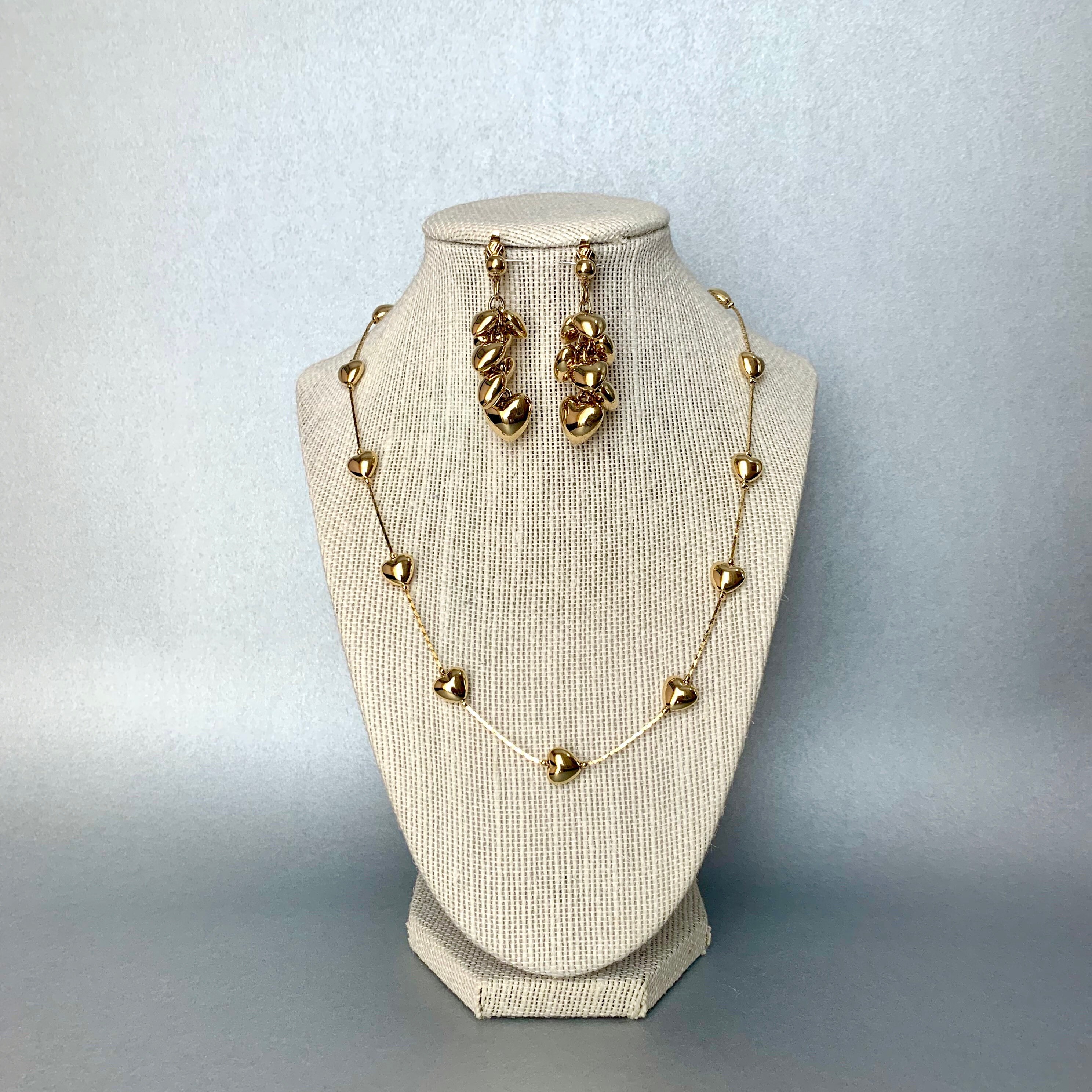 Vintage Trifari TM Heart Jewelry Set Gold Tone Necklace and Etsy