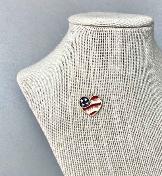 Vintage Avon Heart American Flag Pin, Gold Tone S… - image 5