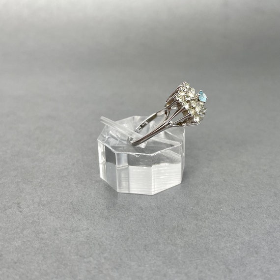 Vintage Light Blue Crystal Ring, Silver Tone Roun… - image 6