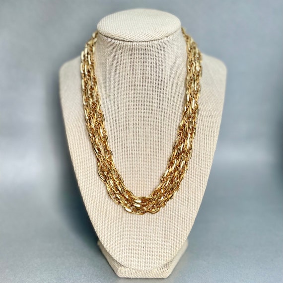 Vintage Monet Extra Long Chain Necklace, Gold Ton… - image 7