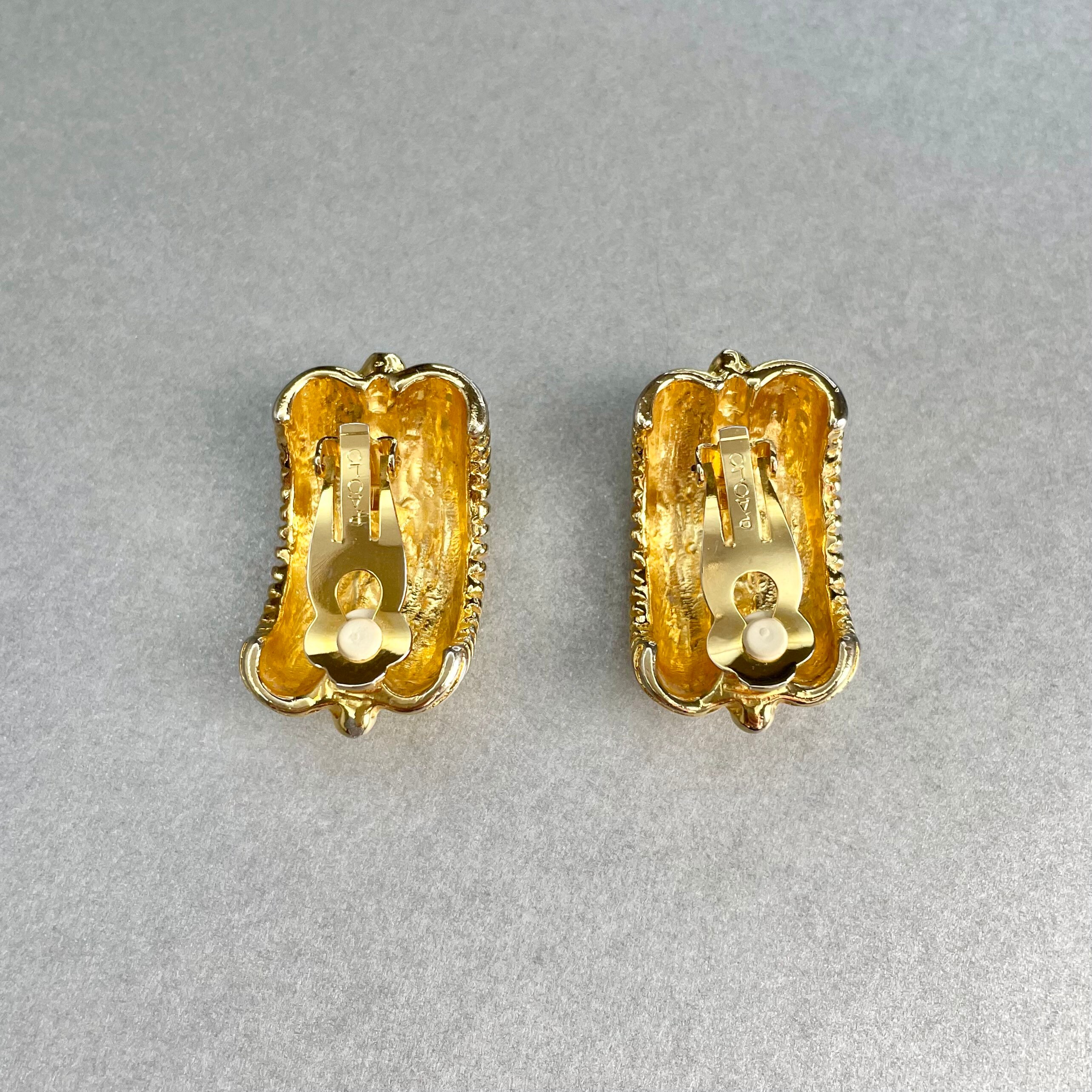 【関税・送料込み】GUCCI EARRINGS GOLD TONE BRASS EARRINGS Vintage PAOLO Gucci Earrings, Gold Tone Chunky Heavy Half