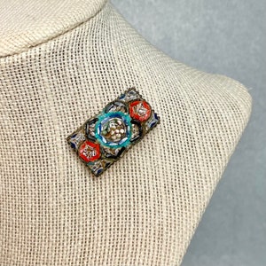 Antique Micro Mosaic Brooch: Floral Italian Vintage Jewelry