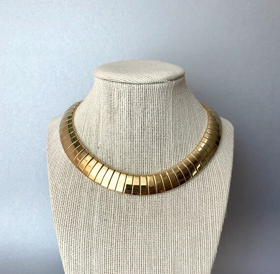 Vintage Snake Wide Choker, Chunky Gold Tone Women