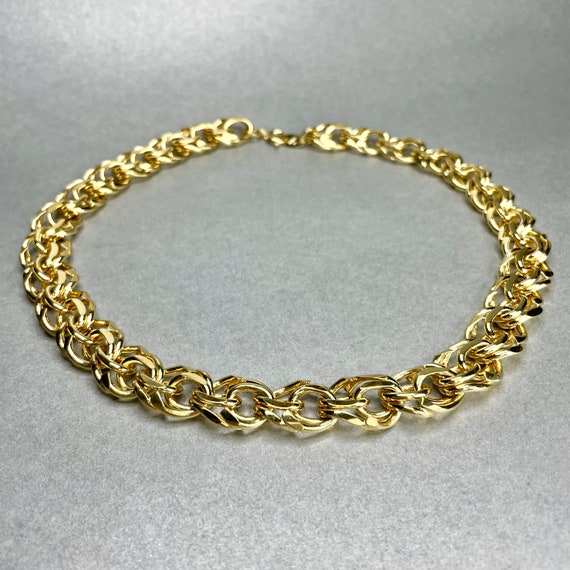 Vintage Trifari TM Wide Chain Necklace, Gold Tone… - image 2