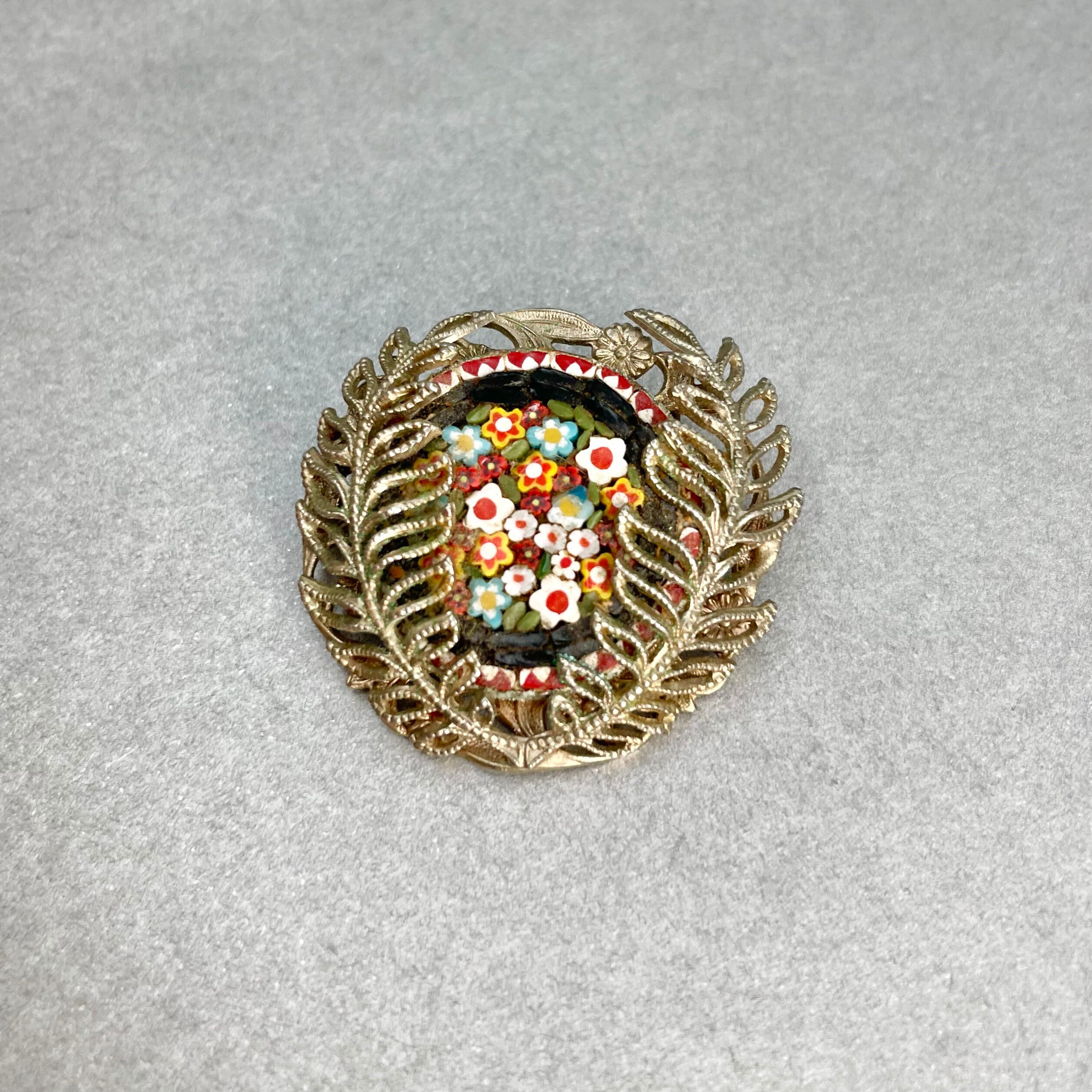 Ancienne Jolie Broche Émaillée & Micro Perles