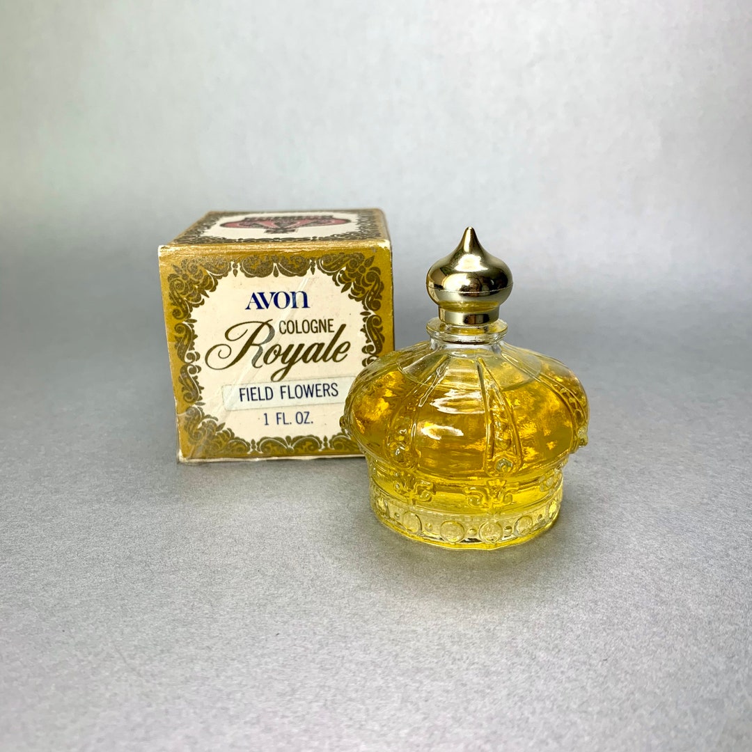 Vintage Avon Royale Cologne Perfume BIRD of PARADISE, Full Gold Crown Glass  1 FL Oz Bottle Mint in Box, Womens Fragrance Gift for Her. 