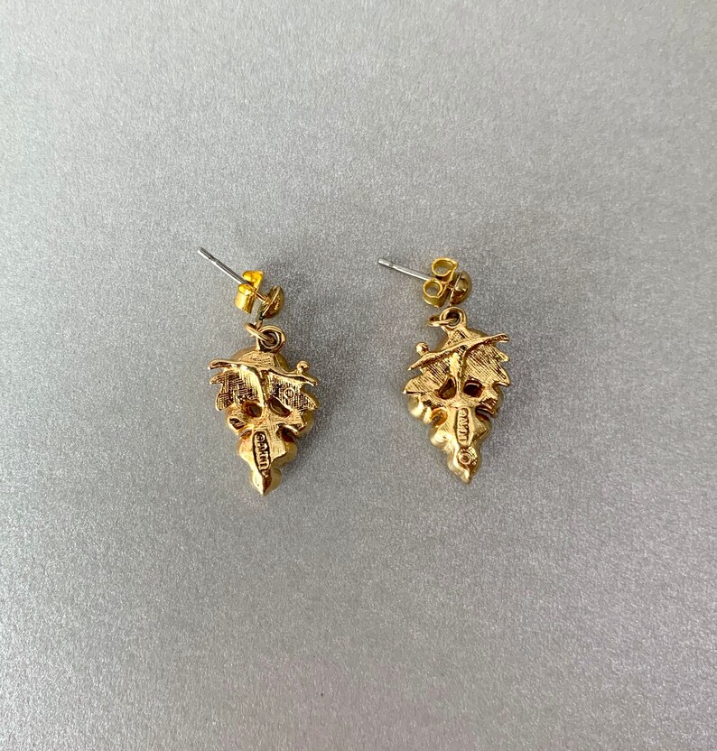 Vintage Avon Earrings Seed bead Signed Jewelry Gold Tone Signed Pearl Rose Dangle Vine Earrings Mom Gift.